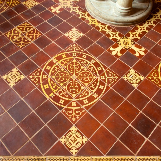 Cuckfield Church, Encaustic Floor around Font