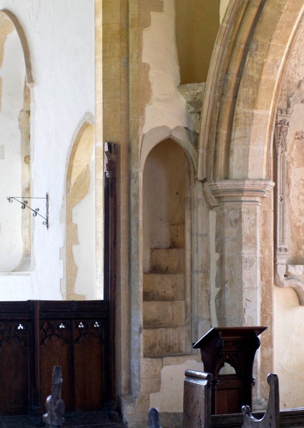 The spiral staircase and pulpit
